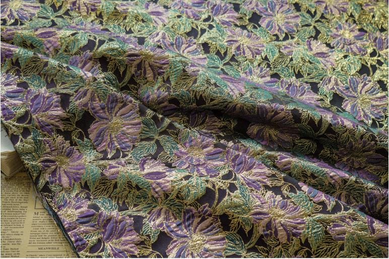 Gold Thread Jacquard Fabric: Retro Reversible Upholstery, Costume, Decor