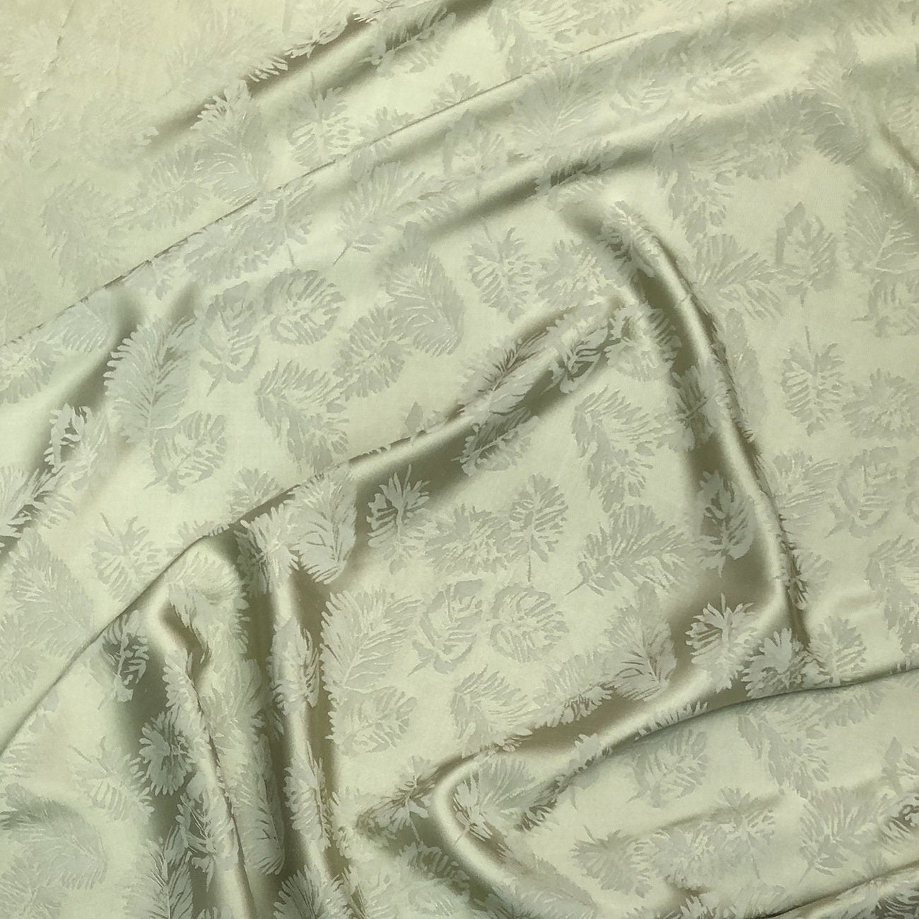 Leaf Pattern Jacquard Satin Damask Fabric - 59" Wide Rayon Upholstery