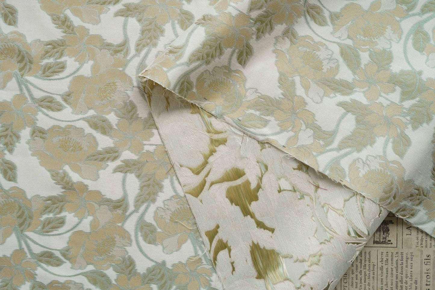 Gold Embossed Palace Jacquard Fabric: Damask Upholstery, Costume & Decor