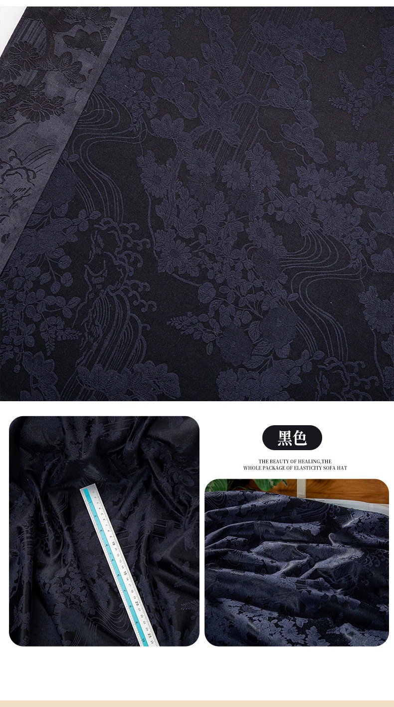 50 Momme Silk Damask Fabric: Handwoven Jacquard (59" Wide)