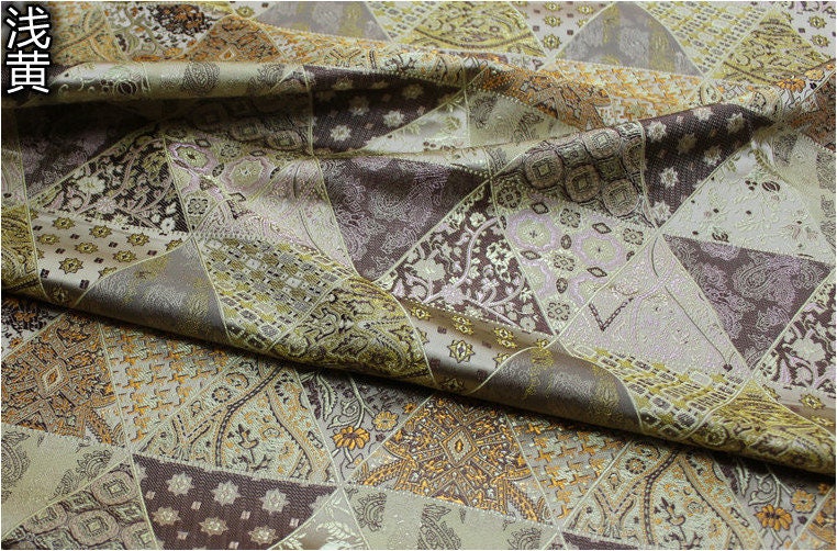 Tissu patchwork brocart : jacquard damassé en soie et rayonne, tissu pour costumes, décoration intérieure, au mètre