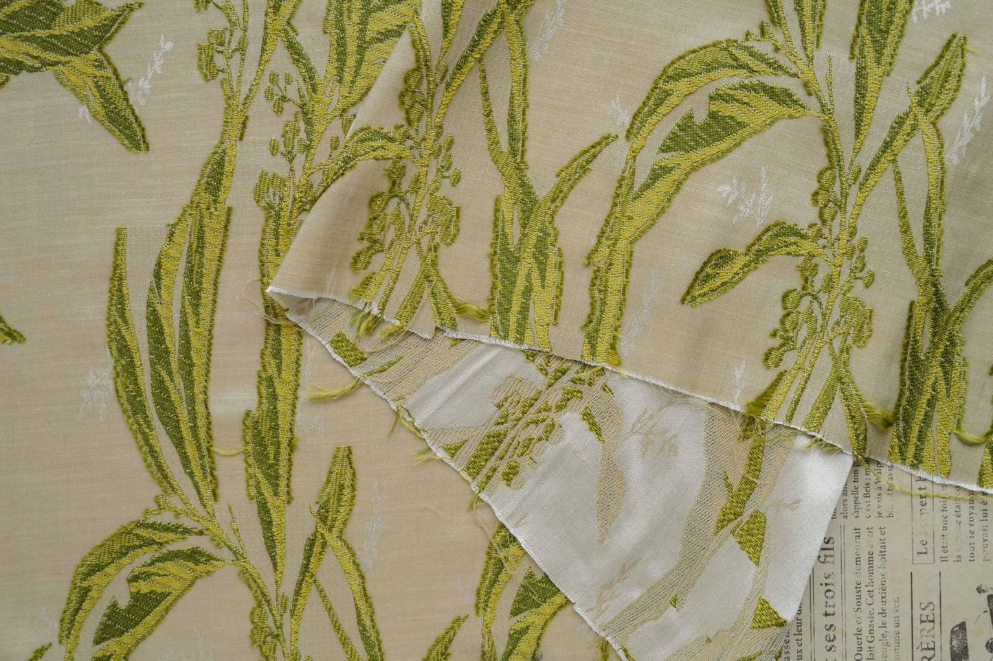 Vintage Lily of the Valley Jacquard Fabric: 59" Wide, Upholstery & Costume