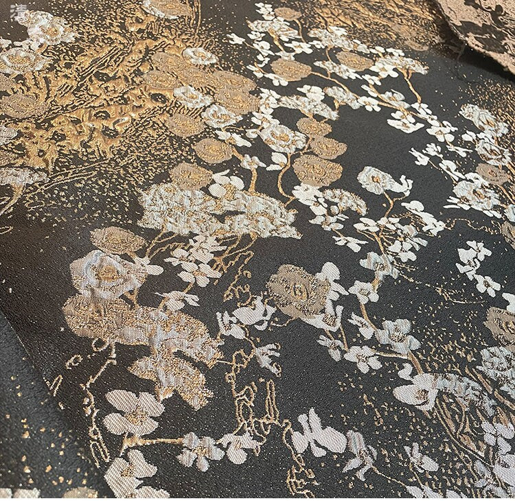Metallic Floral Jacquard Fabric: 57" Wide Cotton Blend