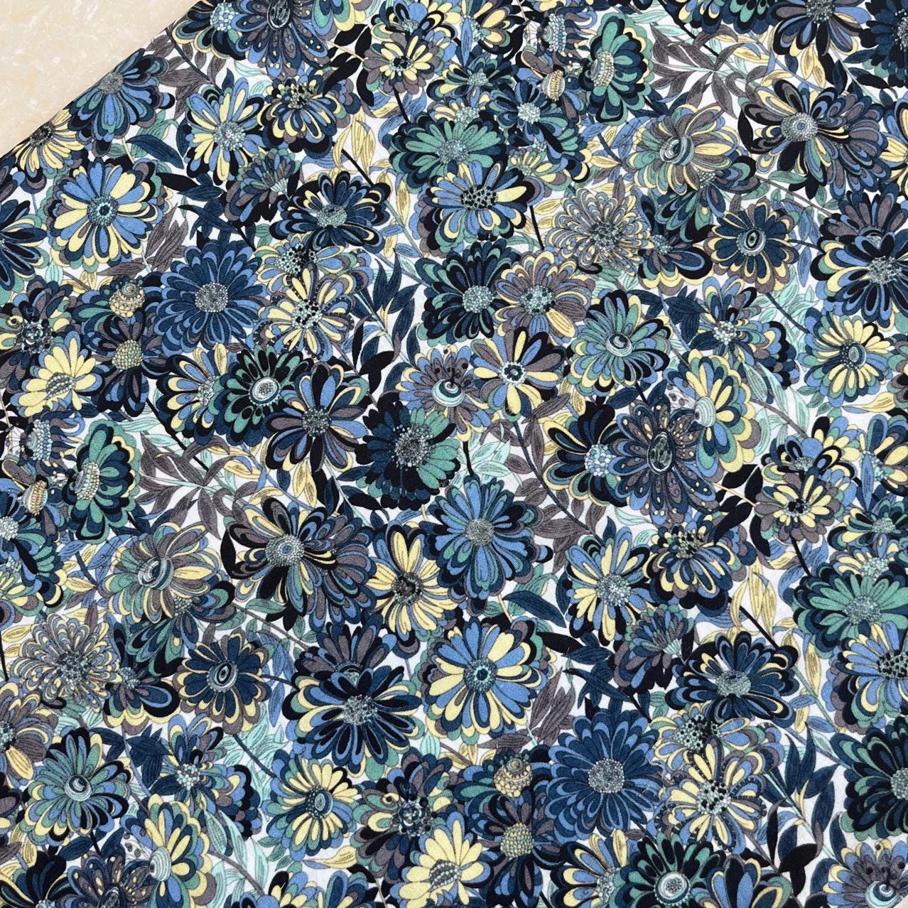 Floral Cotton Fabric: 60s Style Sewing Material, 59" Wide