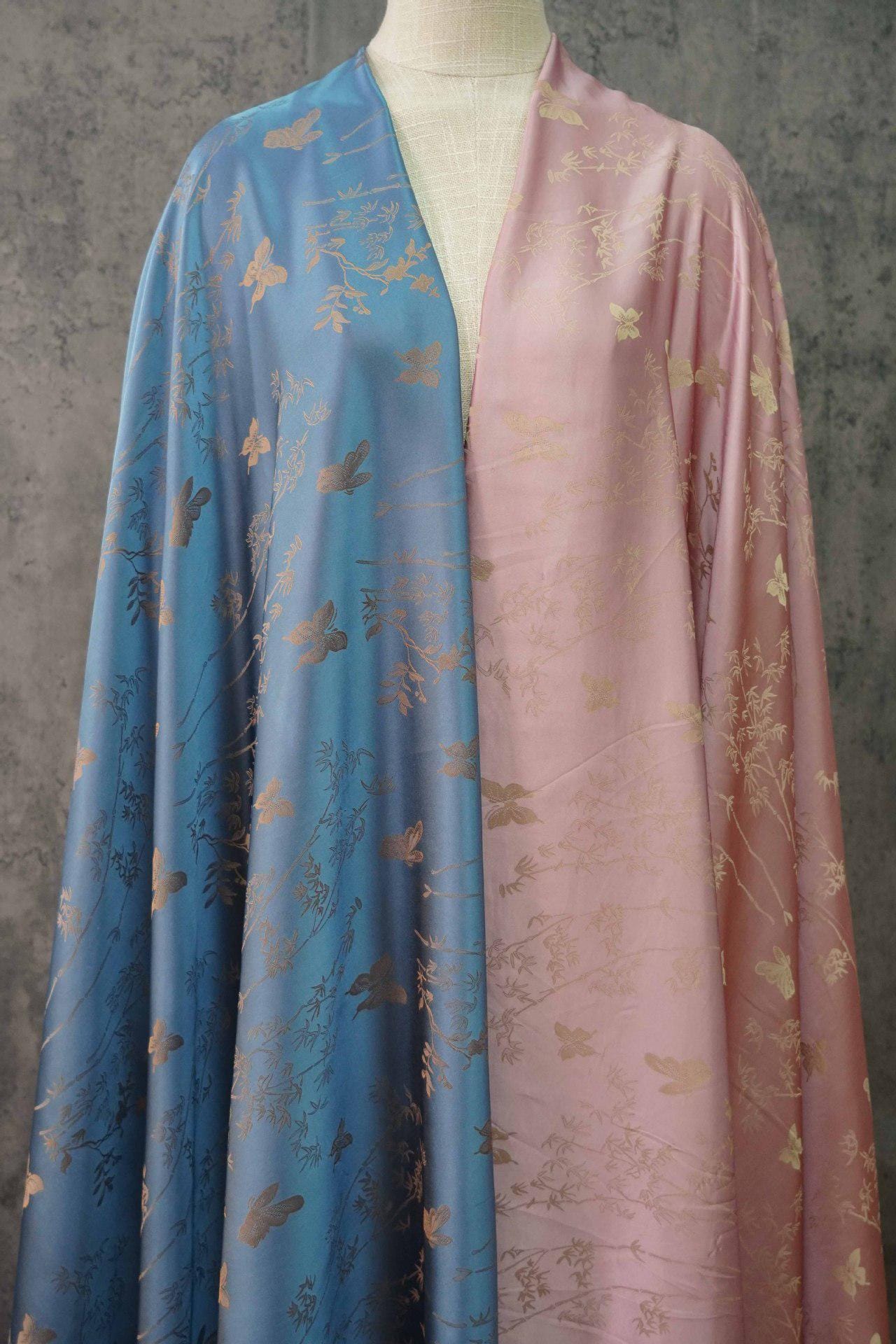 Tissu satiné de soie couleur sarcelle : 150 cm de large – Ameublement, costumes, rideaux