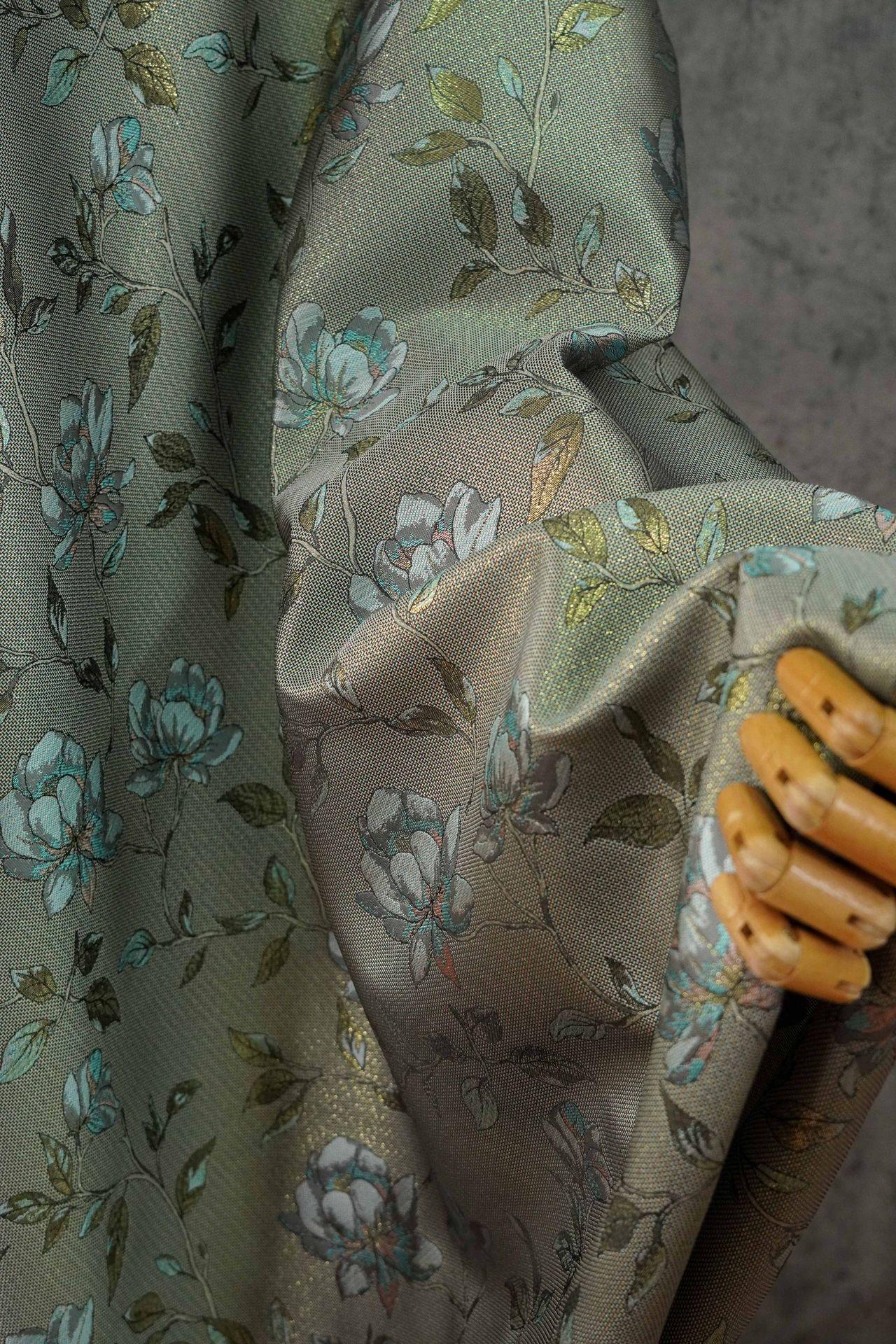 Magnolia Jacquard Quilting Fabric with Gold Thread ��� Upholstery, Furniture, Bags, DIY Sewing, Craft, Luxury Fabr"Wide