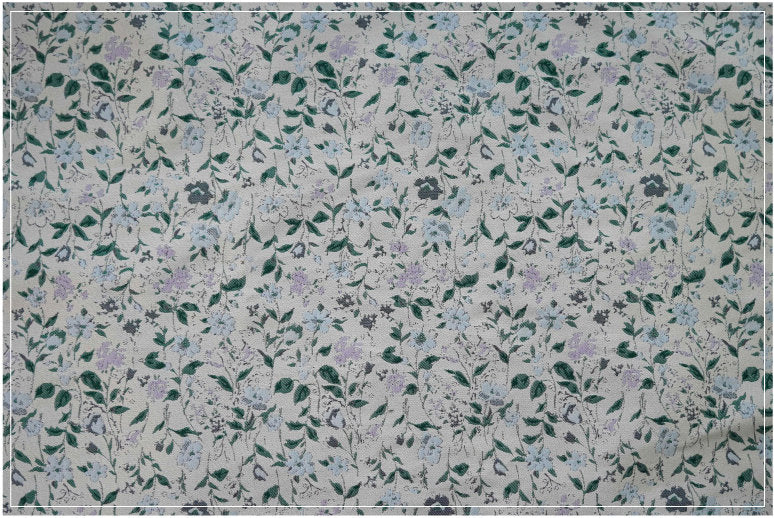 Tissu jacquard à motif floral : polyester texturé 3D, largeur 142 cm