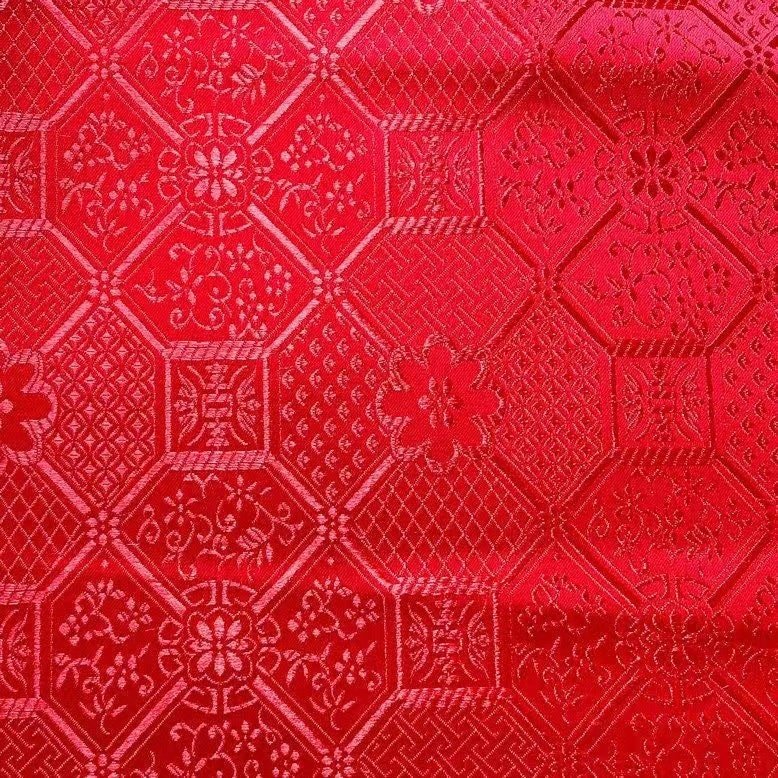 Bao Xianghua Brocade Fabric: Silver Satin, 29.5" Wide, Upholstery & Sewing - Poppylollipop
