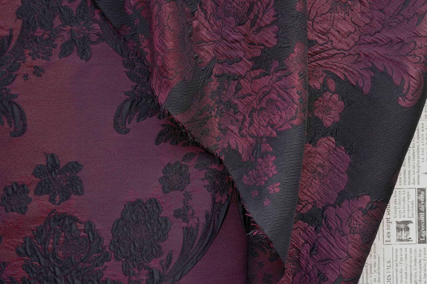 Embossed Vine & Floral Fabric: Upholstery, Costume, Decor - 55"W