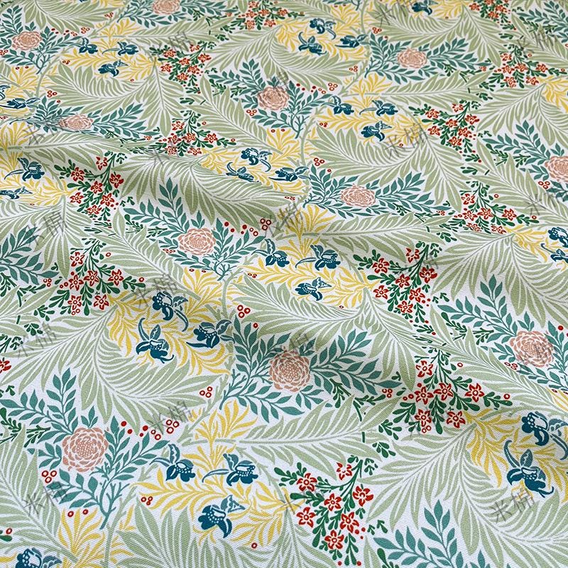 Floral Print Cotton Canvas Fabric - Sage Green (59" Wide)