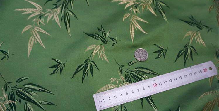 Light Gold Silk Brocade Fabric: Bamboo Leaves & Flowers - Poppylollipop