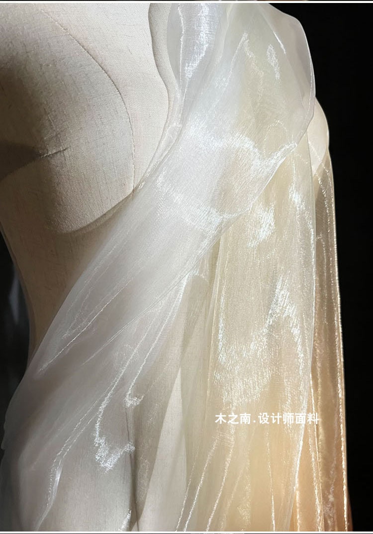 Gold Gradient Gauze Fabric: 57" Wide Liquid Texture