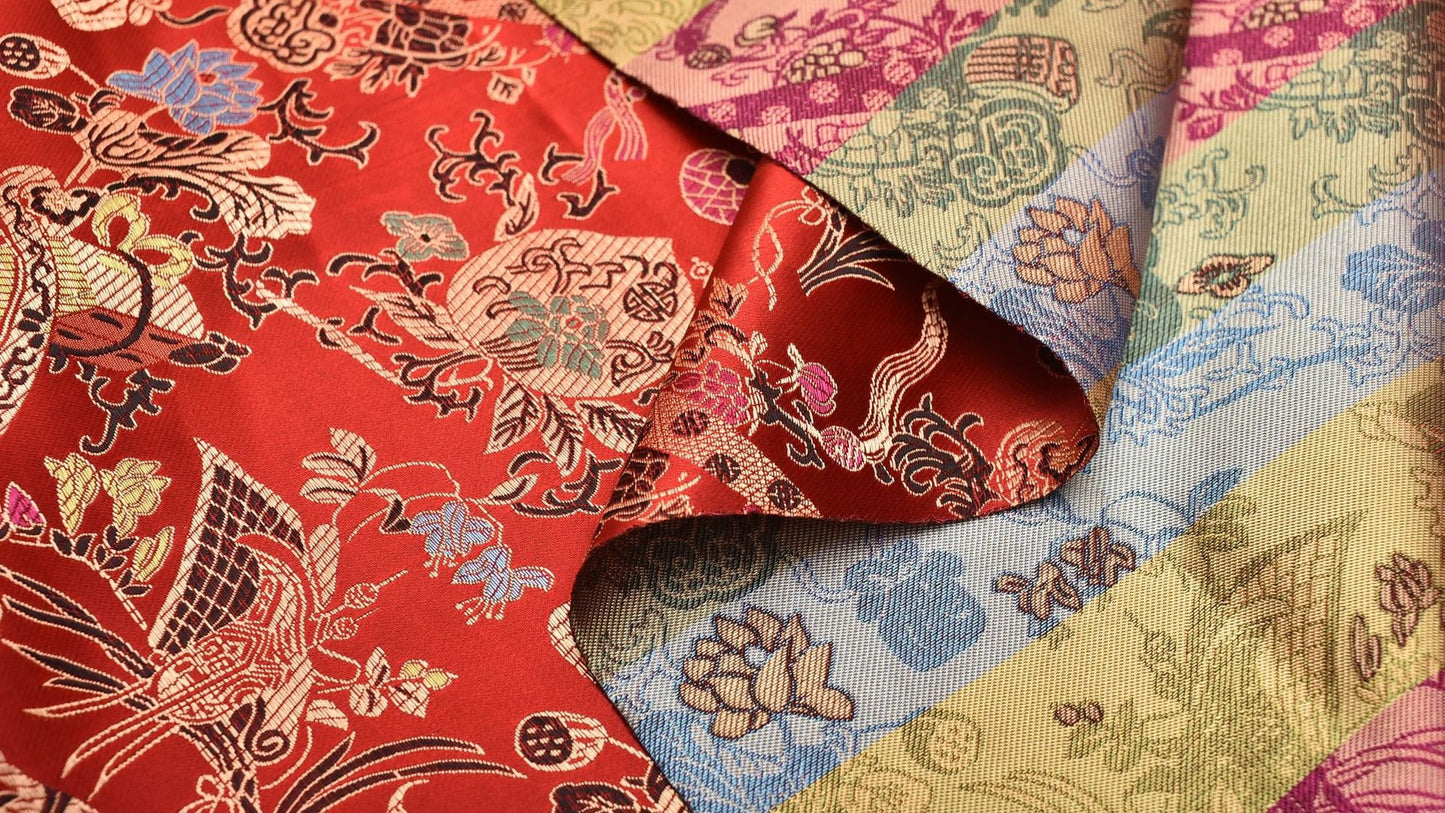 Eight Immortals Brocade Fabric: 59"W Rayon Upholstery & Sewing