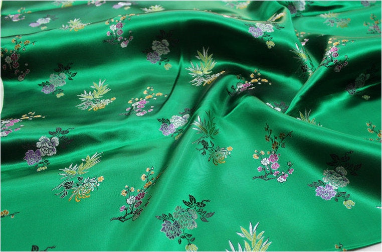 Floral Brocade Fabric: Silk Rayon Blend, 35" Wide