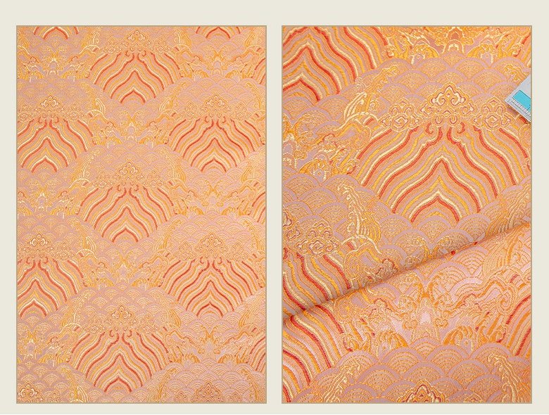 Sea Wave Brocade Fabric: Silk Rayon Jacquard, 59" Wide - Poppylollipop