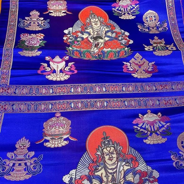Buddha Jacquard Fabric: Tibetan Brocade for Upholstery & Costume (75x52cm)