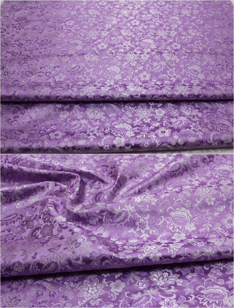 Floral Brocade Fabric: Silk Rayon Blend, Cheongsam Qipao Material (29.5" Wide)