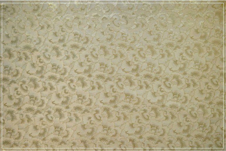 Gold Ginkgo Jacquard Fabric: Beige Costume Dress Satin (59"W) - Poppylollipop