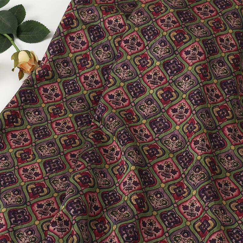 Satin Jacquard Fabric: 59"W Digital Print Tea Silk - Upholstery, Costume, Drapery