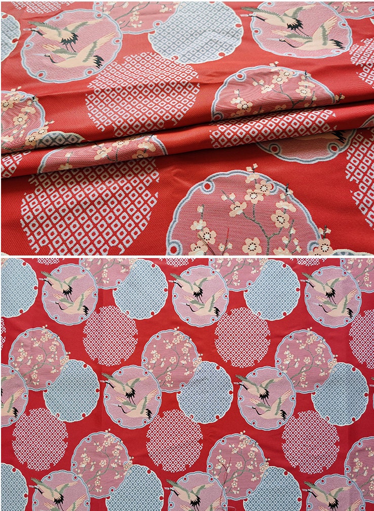 Crane & Plum Blossom Jacquard Fabric: Cheongsam Qipao Sewing Material