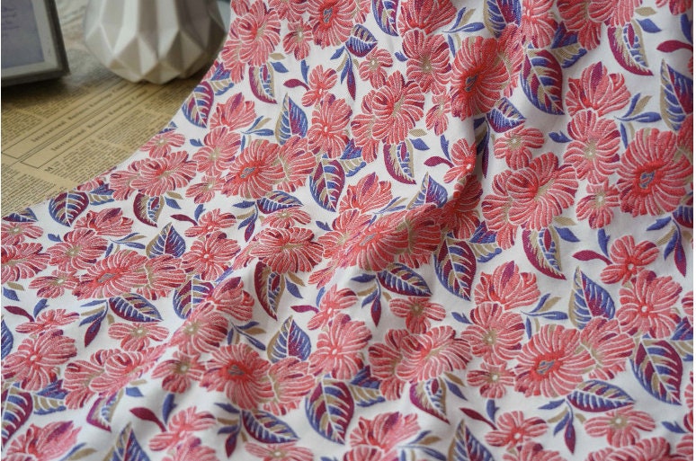 Reversible Jacquard Fabric: Japanese Floral Embossed Weave (59"W)