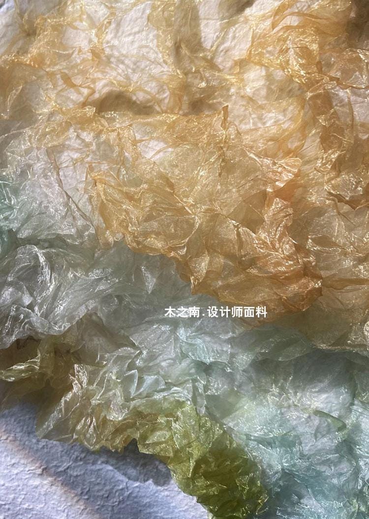Pleated Crepe Fabric: Amber Hand-Pressed Texture, 57" Wide