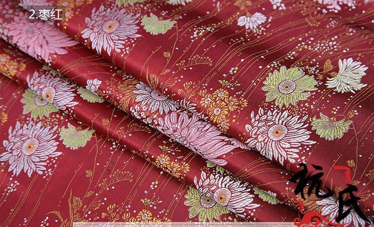 Chrysanthemum Damask Jacquard Brocade Fabric: Kimono Sewing Material