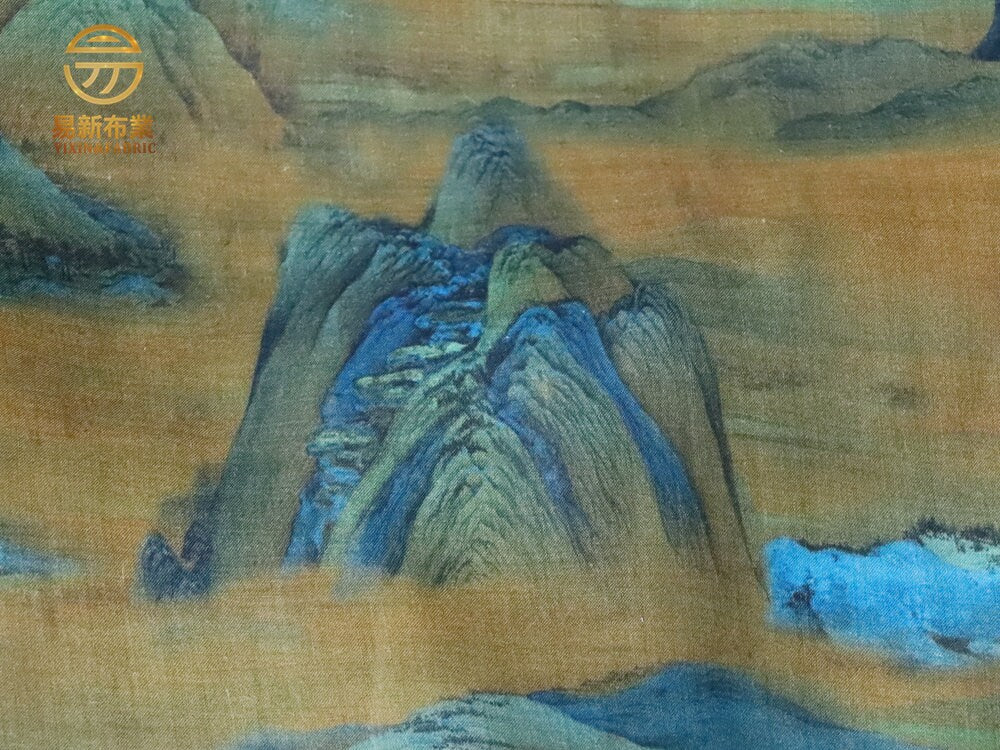 Ancient Painting Ramie Fabric: Upholstery, Costume, Scarf (57"W)