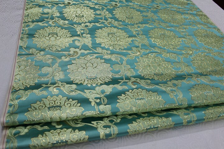 Floral Jacquard Brocade Fabric: Chinese Mongolian Style (29.5" Wide)