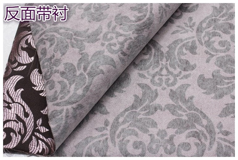 Floral Silk Brocade Fabric: Red Gold Coffee Pink Upholstery Drapery, By The Meter