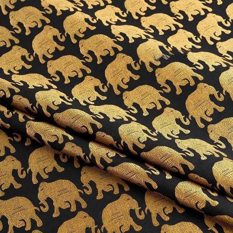 Gold Thread Elephant Jacquard Fabric: 3D Texture Upholstery, 55"W