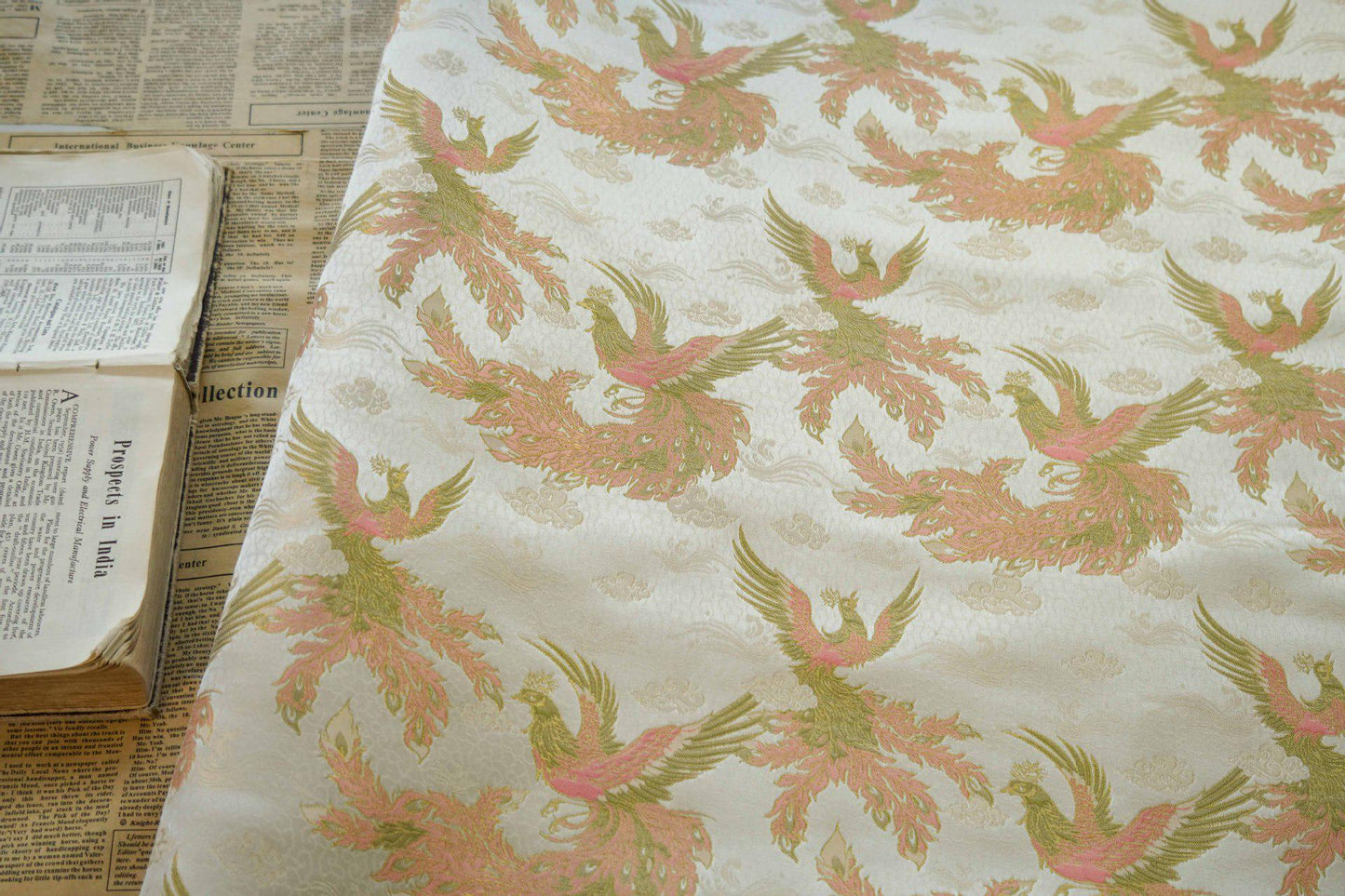 Phoenix Brocade Fabric: Chinese Song Dynasty Style, 63" Wide