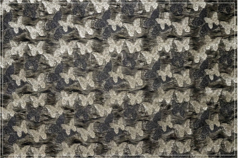 Gold Thread Butterfly Jacquard Fabric: 3D Texture, 56" Wide