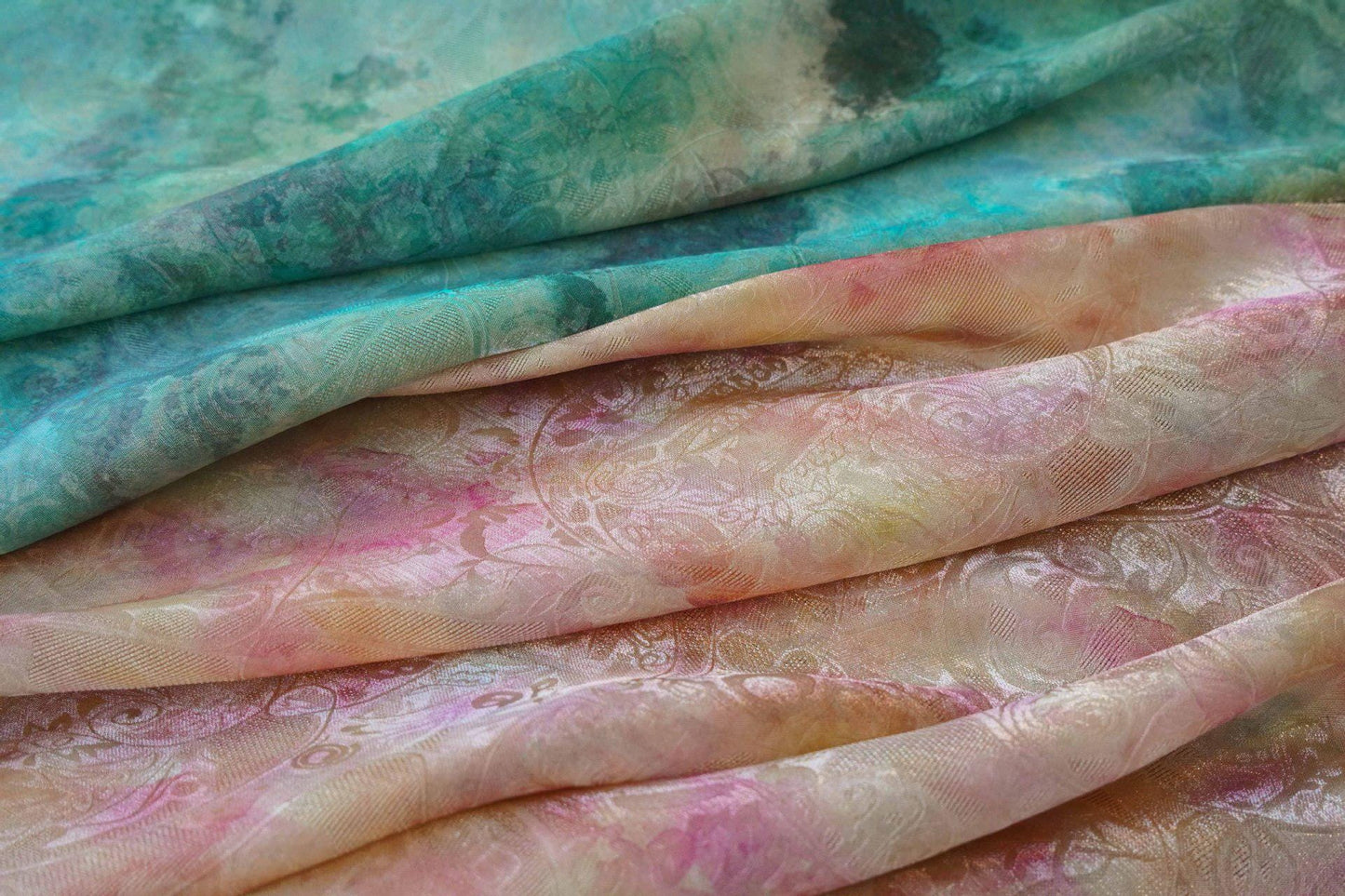 Tea Silk Satin Rayon Fabric: Digital Print, 54" Wide