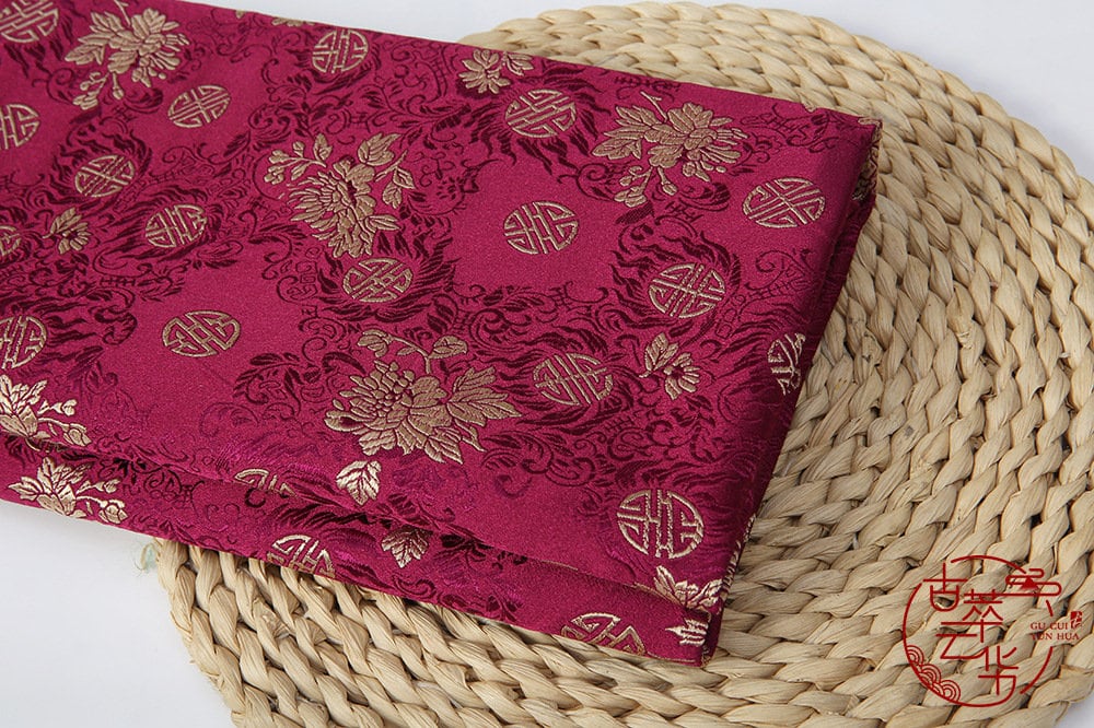 Chrysanthemum Brocade Fabric: Vintage Chinese Satin Silk (By The Meter)