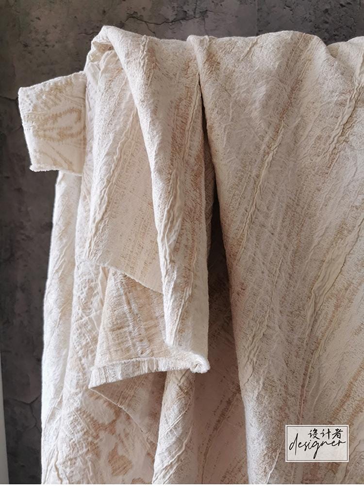 Thick Jacquard Linen Fabric: Eco-Friendly Wabi Sabi Fiber, 53"W - Poppylollipop