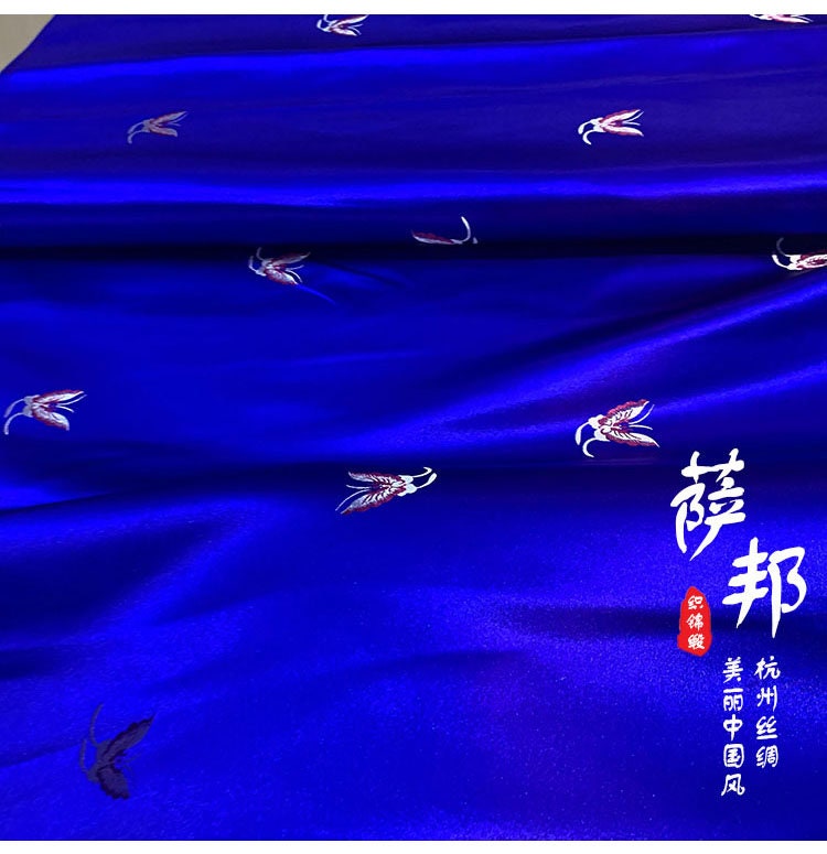 Butterfly Floral Silk Brocade Fabric: Elegant Cheongsam Qipao Sewing Material