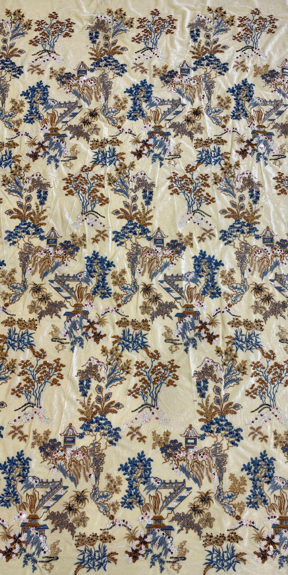 Beaded Sequin Embroidery Fabric with Velvet Base ��� DIY Dressmaking, Gowns, Costum"Wide