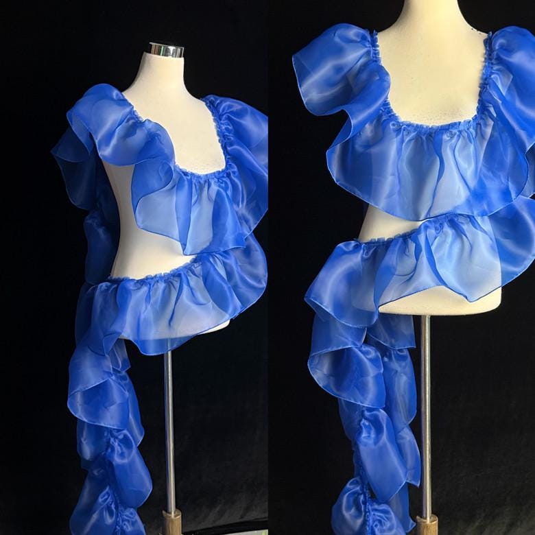 Sheer Pleated Organza Ruffle: 3D Fold Designer Fabric, Wedding Gowns