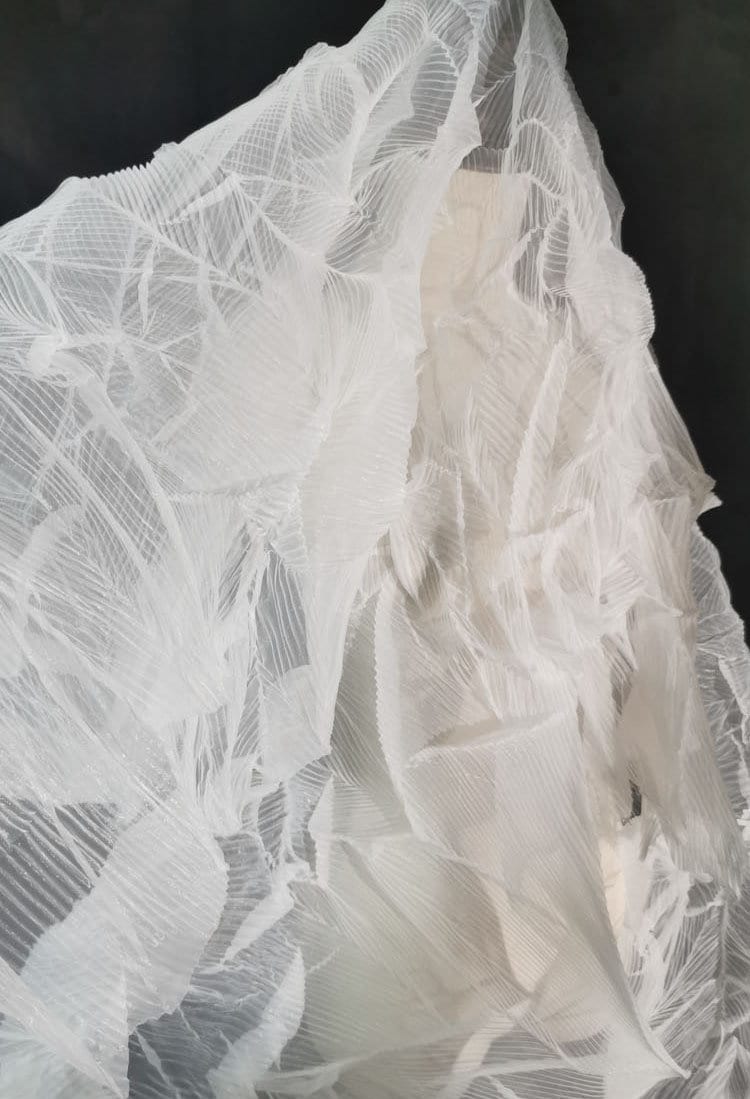 Crinkled Smoky Textured Fabric: 57"W Polyester Wedding Gown Material