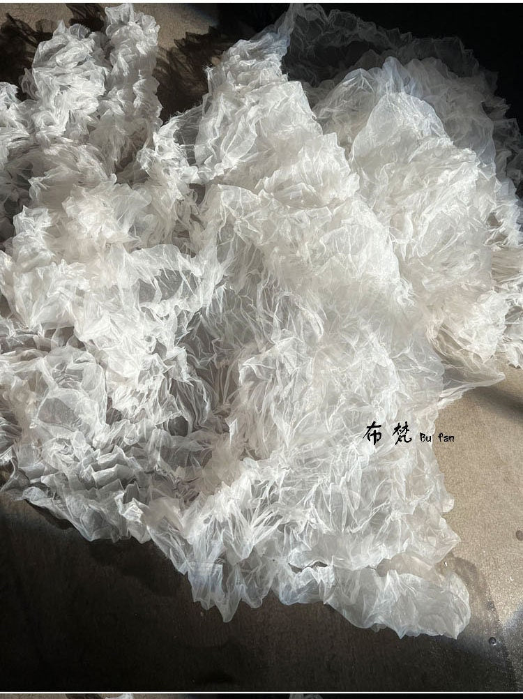 3D Texture Organza Fabric: Irregular Crystal Folds, 55"W French Style