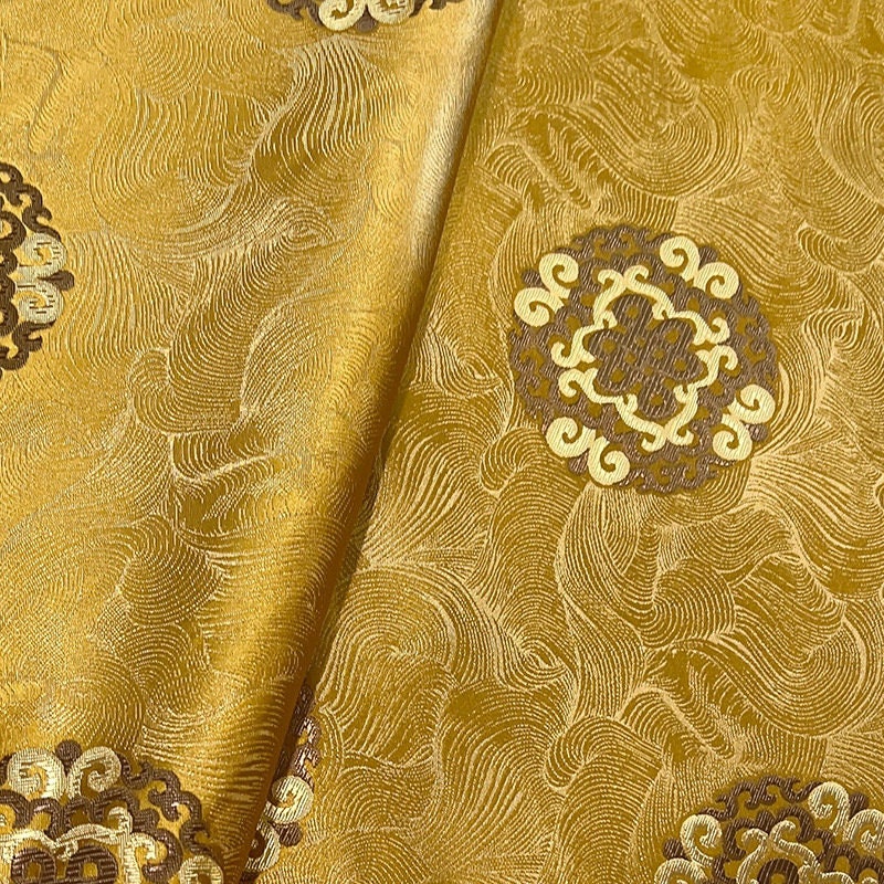 Auspicious Chinese Knot Brocade Fabric: Rayon Satin for Hanfu & Quilting (29.5"W)