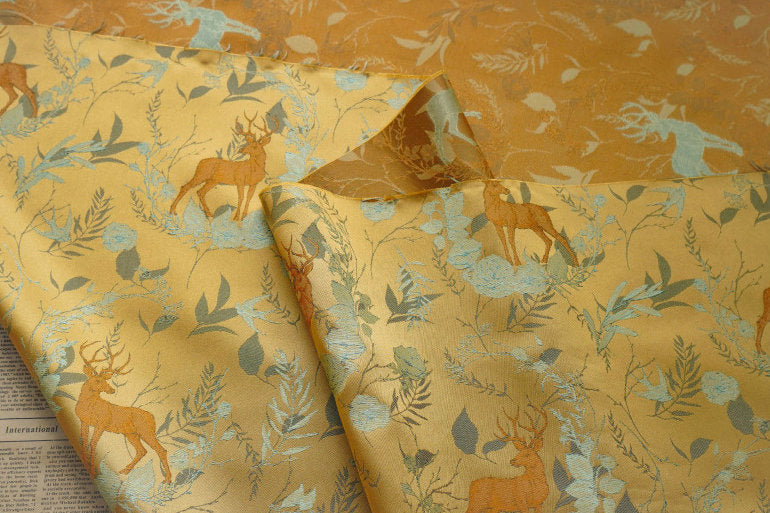 Deer Print Rayon Jacquard Fabric: 59" Wide, Upholstery & Costume