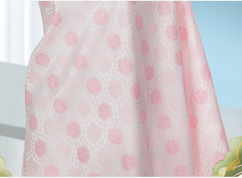 Japanese Nishijin Silk Brocade Fabric: Pink Hydrangea Jacquard (59" Width)