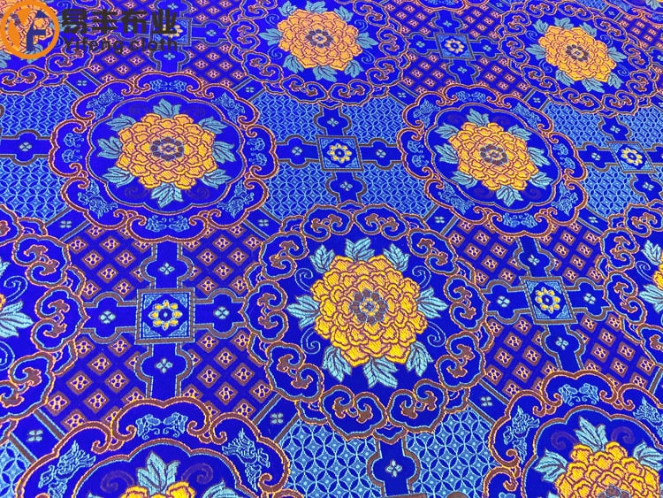 Tissu brocart impérial : Soie jacquard tibétaine faite main (au mètre)