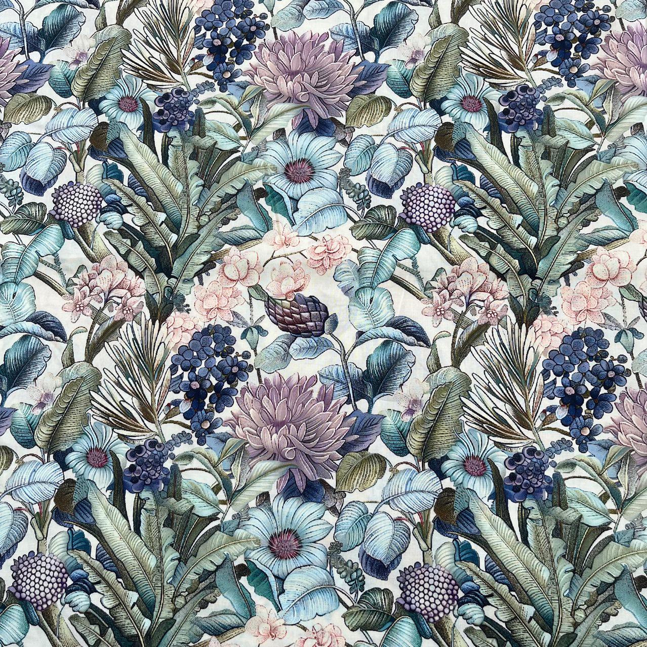 Floral Cotton Fabric: 59"W Vintage Style Sewing & Upholstery