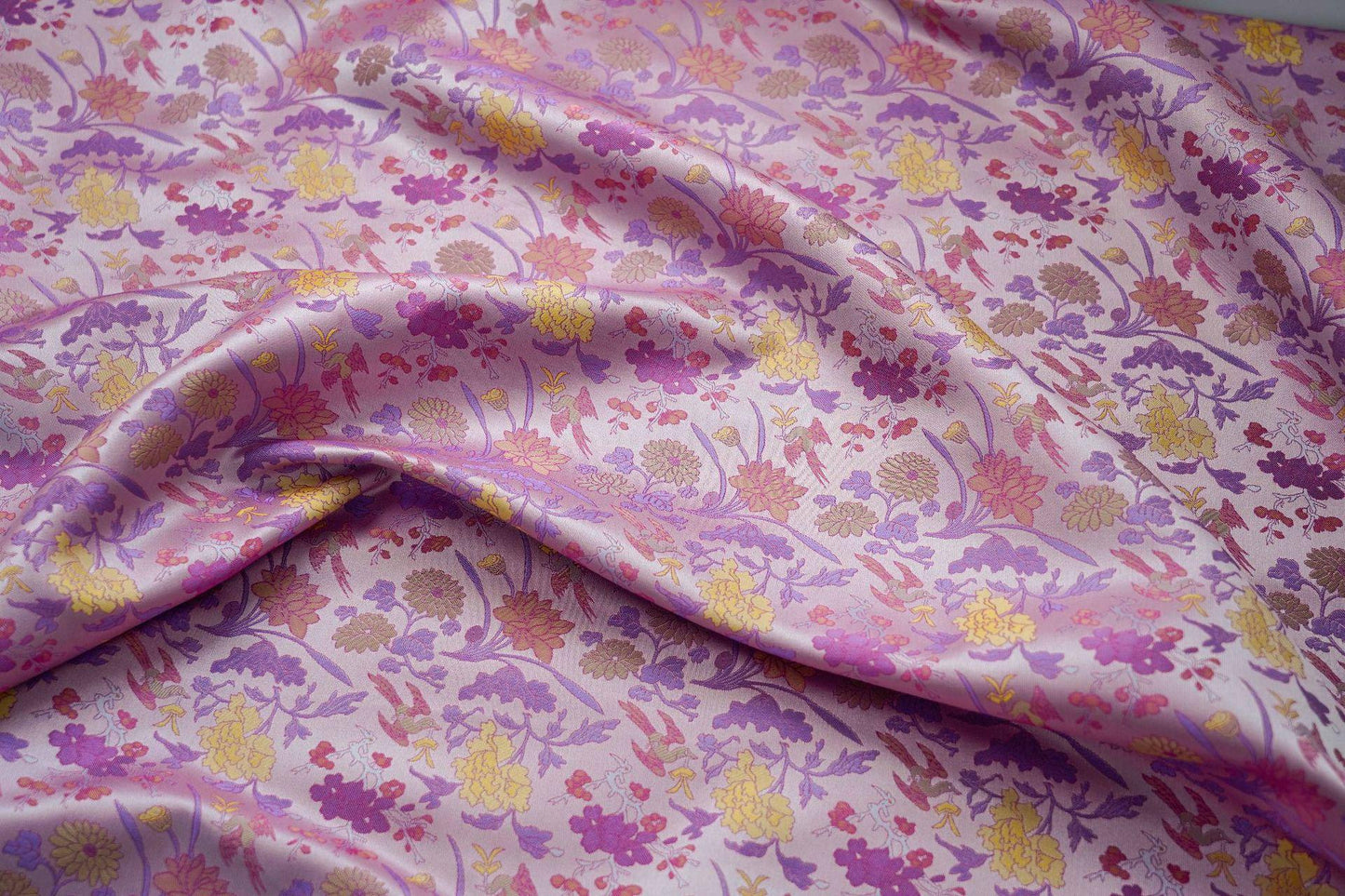 Vintage Jacquard Fabric: 3D Vivid Purple Floral, 55" Wide By The Meter