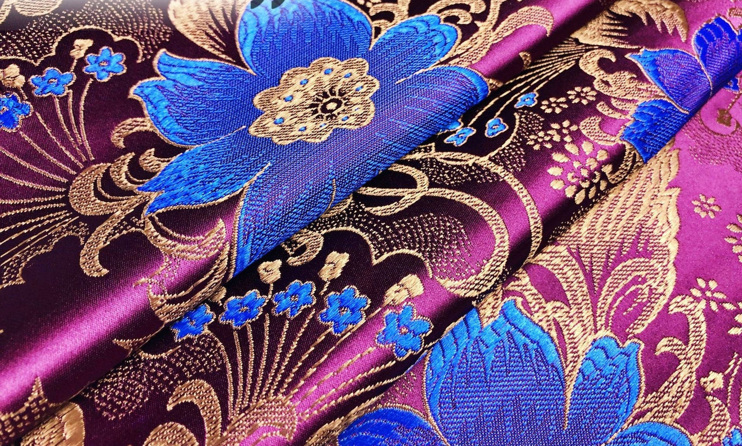 Lily Brocade Fabric: Chinese Woven Damask, Costume & Decor - 29.5"W