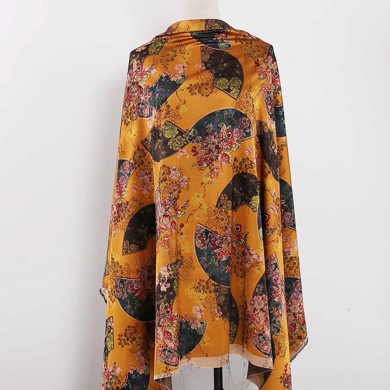 Floral Damask Satin Fabric: 59" Wide Digital Print