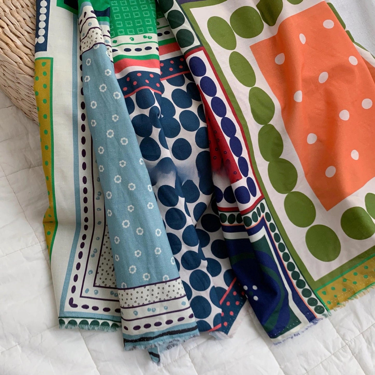 1960s Geometric Cotton Fabric: Mid-Century Modern Print, 58" Wide